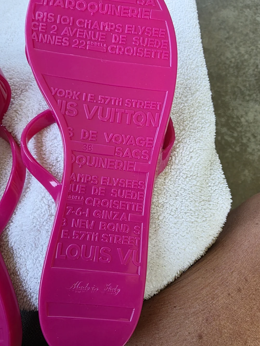 Louis Vuitton Women's Pink Jelly Sandals Size 36
